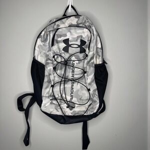 Under Armour Hustle Sport Backpack Unisex OSFA Gray Camo Bungee Cord